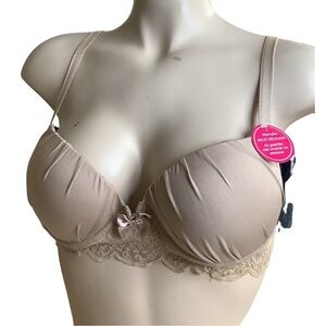 Massam Size Large Nude Color Lace Trim Underwire Bra Made in Brazil New with Tag